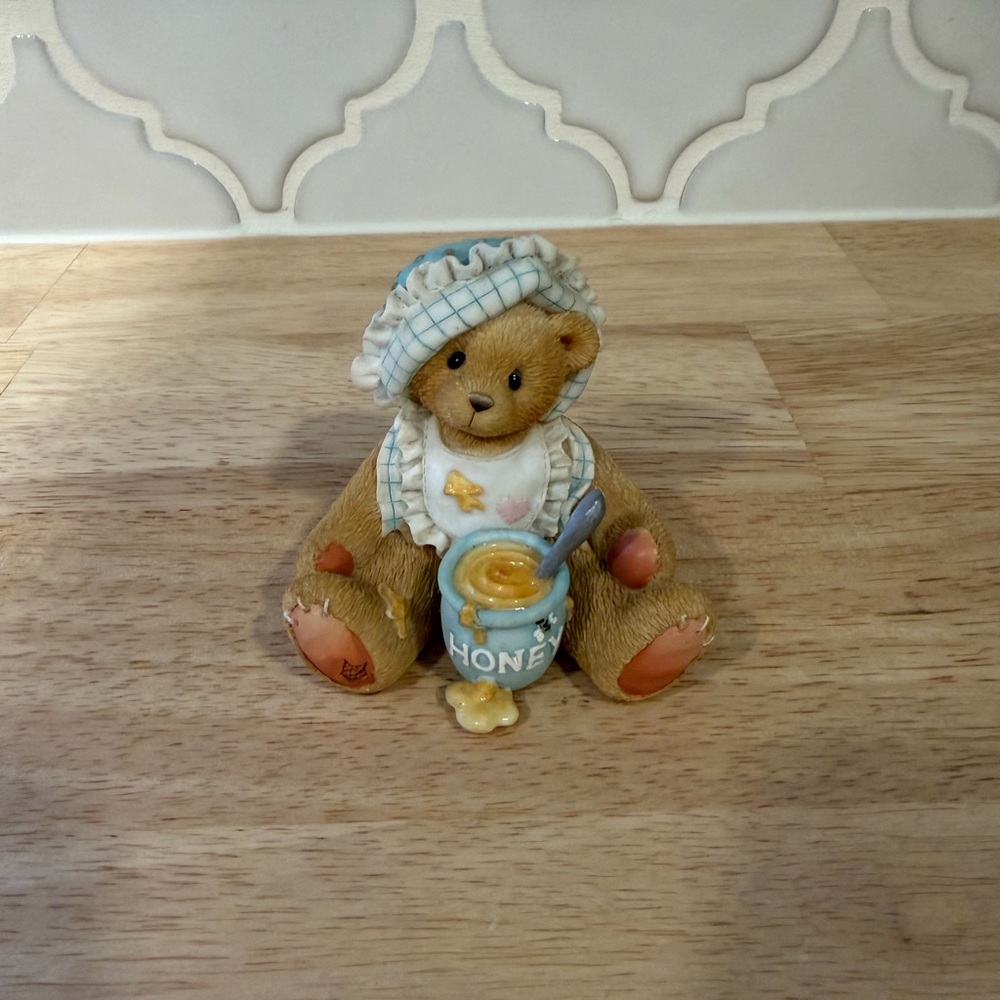 Adorable Bear Figurine with Honey Pot